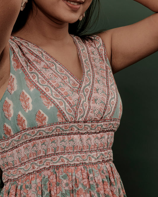 Sanganeri Hand Block Printed Sleeveless Frock