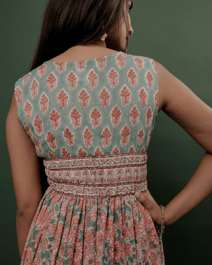 Sanganeri Hand Block Printed Sleeveless Frock